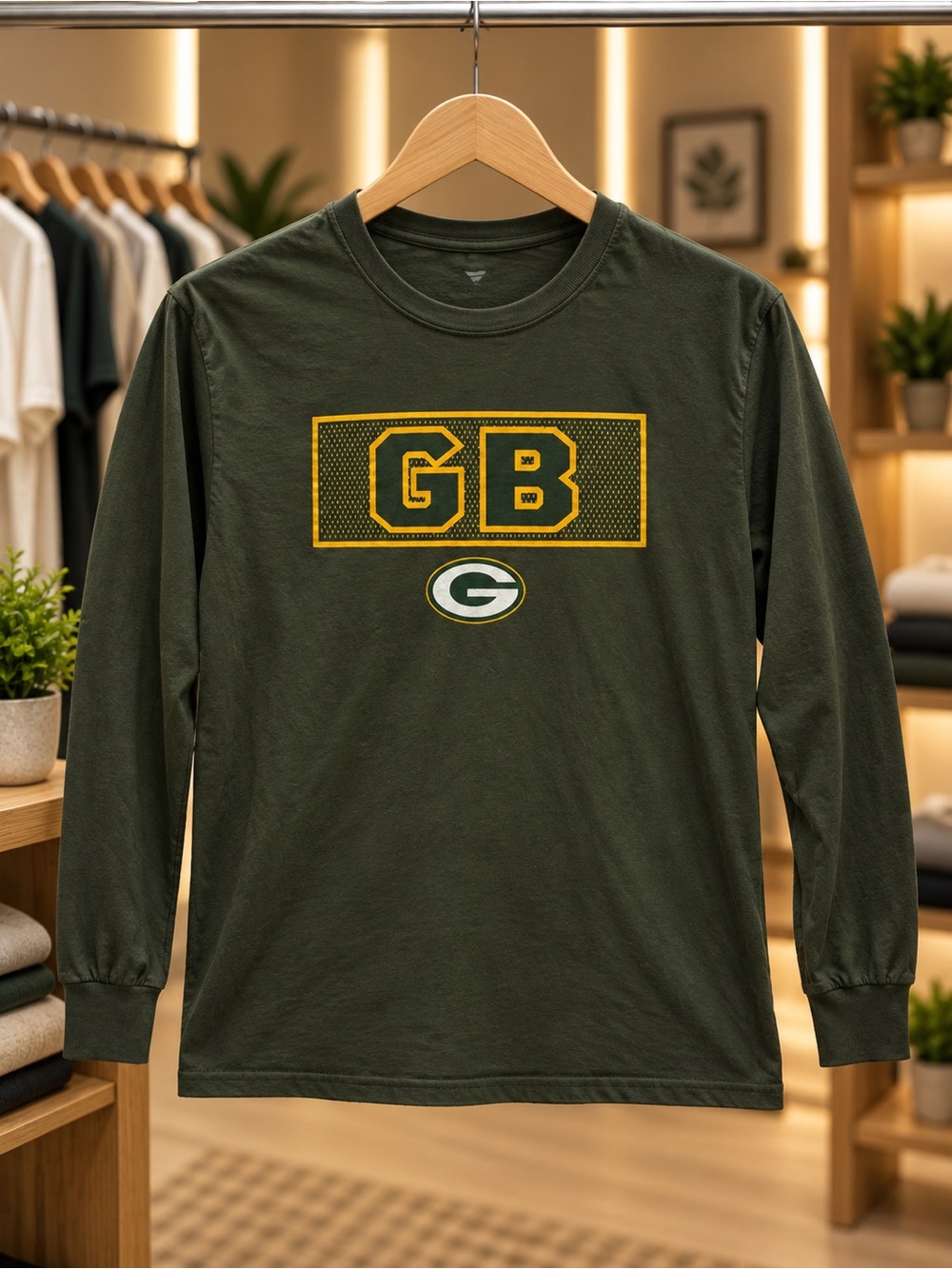 Fanatics Olive Green Long Sleeve GB Graphic Tee